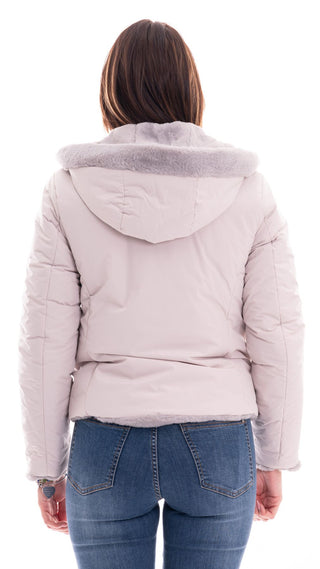 MARKUP REVERSIBLE SHORT JACKET IN TECHNICAL FABRIC AND FUR WOMEN MW764047 LTE