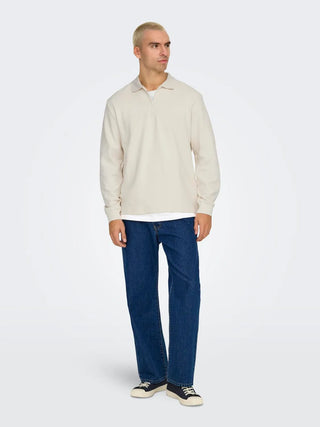 ONLY&amp;SONS TREVOR SWEATER WITH HALF ZIP MEN
 (Antique White) 22029907 AWT