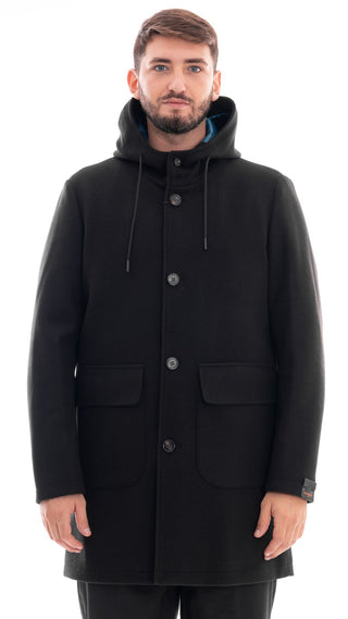 MARKUP LONG PARKA WITH HOOD AND BUTTONS MEN MK794619 BLACK