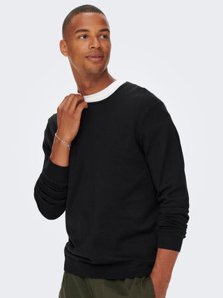 ONLY&amp;SONS WYLER SWEATER MEN 22020088 BLK