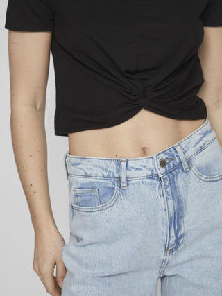 VILA T-SHIRT MOONEY CROP DONNA 14085169 BLK