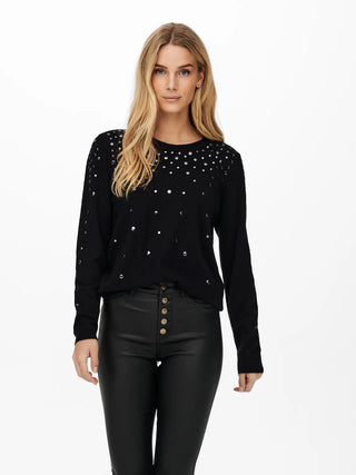 JACQUELINE DE YONG MAGLIONE STUD MANICA LUNGA CON BORCHIE DONNA 15242735 BLK