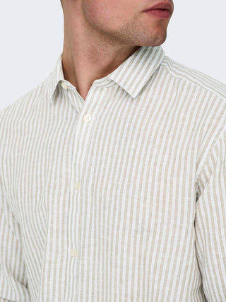 ONLY&SONS CAMICIA IN LINO A RIGHE CAIDEN 22026601 CLA