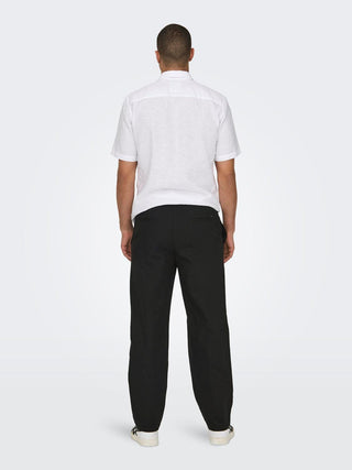 ONLY&SONS PANTALACCIO IN LINO SINUS LOOSE 22028267 BLK