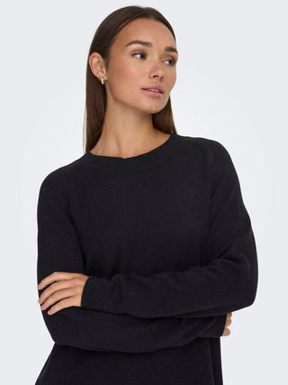 JACQUELINE DE YONG W SWEATER MARCO LONG SLEEVES O-NECK SLIT KNIT 15292897 BLK