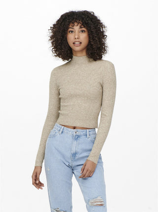 ONLY W TOP CREW NECK SINA RIB LONG SLEEVE CROPPED PU 15271540