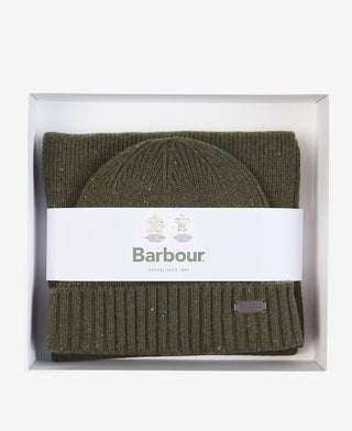 BARBOUR CARLTON FLECK BEANIE &amp; SCARF FW23 MGS0047 OL31