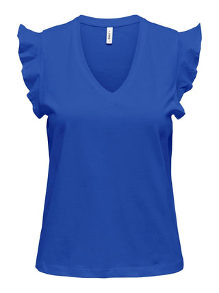 ONLY W MAY LIFE S/S FRILL V-NECK TOP 15252469