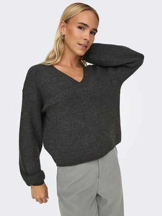 ONLY W SWEATER KATIA LONG SLEEVE LOOSE RIB V-NECK CC KNT 15294086