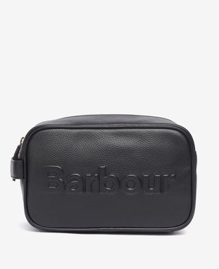 BARBOUR MEN'S CLUTCH LOGO LEATHER WASHBAG MAC0451 BK11