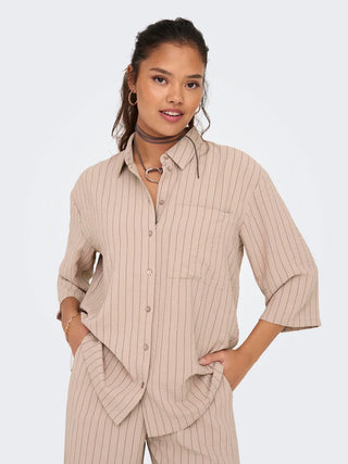 JACQUELINE DE YONG CAMICIA DIVYA LIFE 3/4 STRIPED DONNA 15317636 BGE