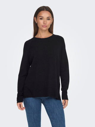 JACQUELINE DE YONG W SWEATER MARCO LONG SLEEVES O-NECK SLIT KNIT 15292897 BLK